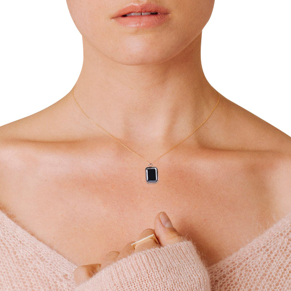 2 Carat Emerald Cut Diamond Solitaire Black Diamond Pendant necklace