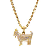 2 Carat Round Cut Pave Setting Goat Lab Diamond Pendant