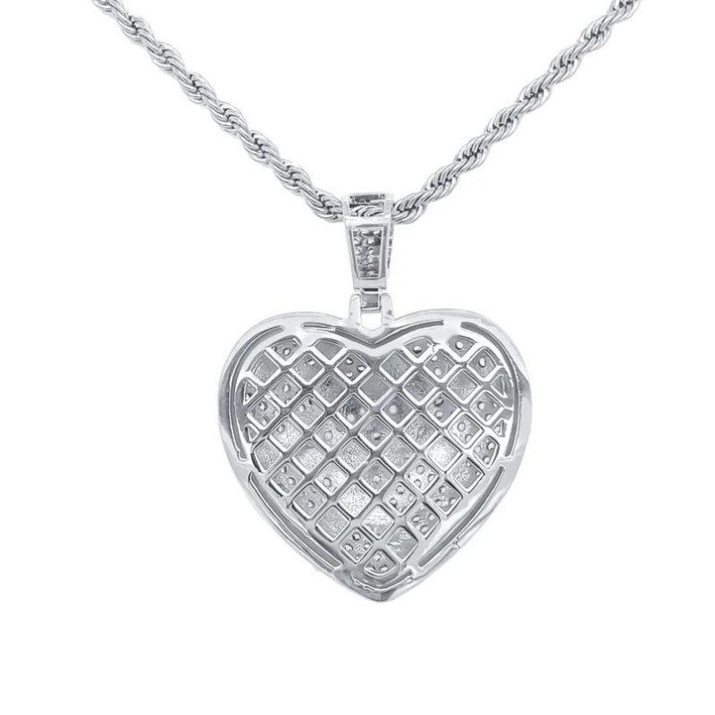 1.40 Ct Round Cut Pave Set Heart Broken Design Lab Diamond Pendant
