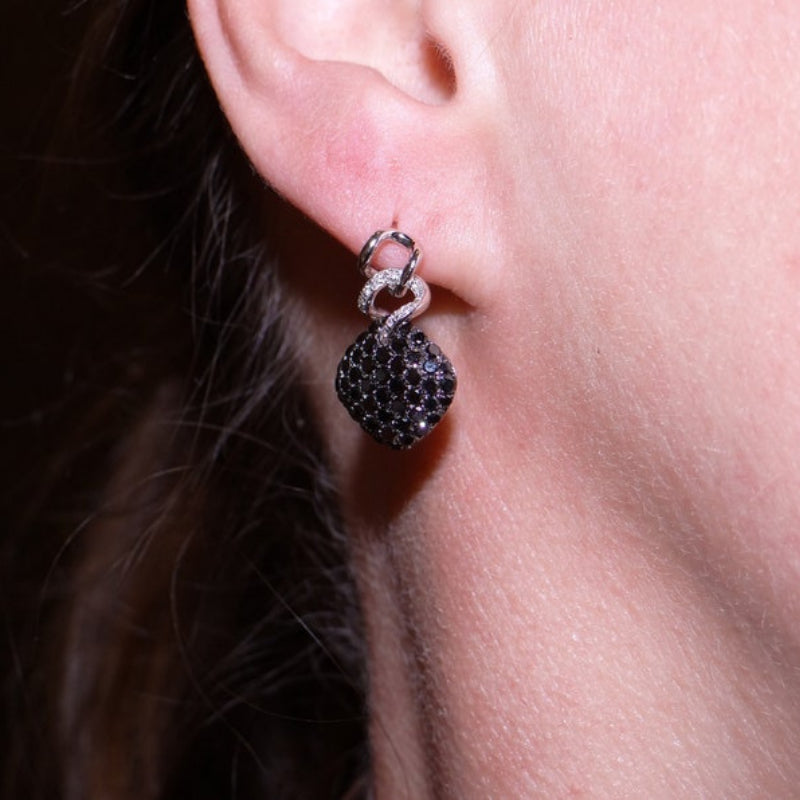1 Ct Round Cut Black Diamond Drop Earrings