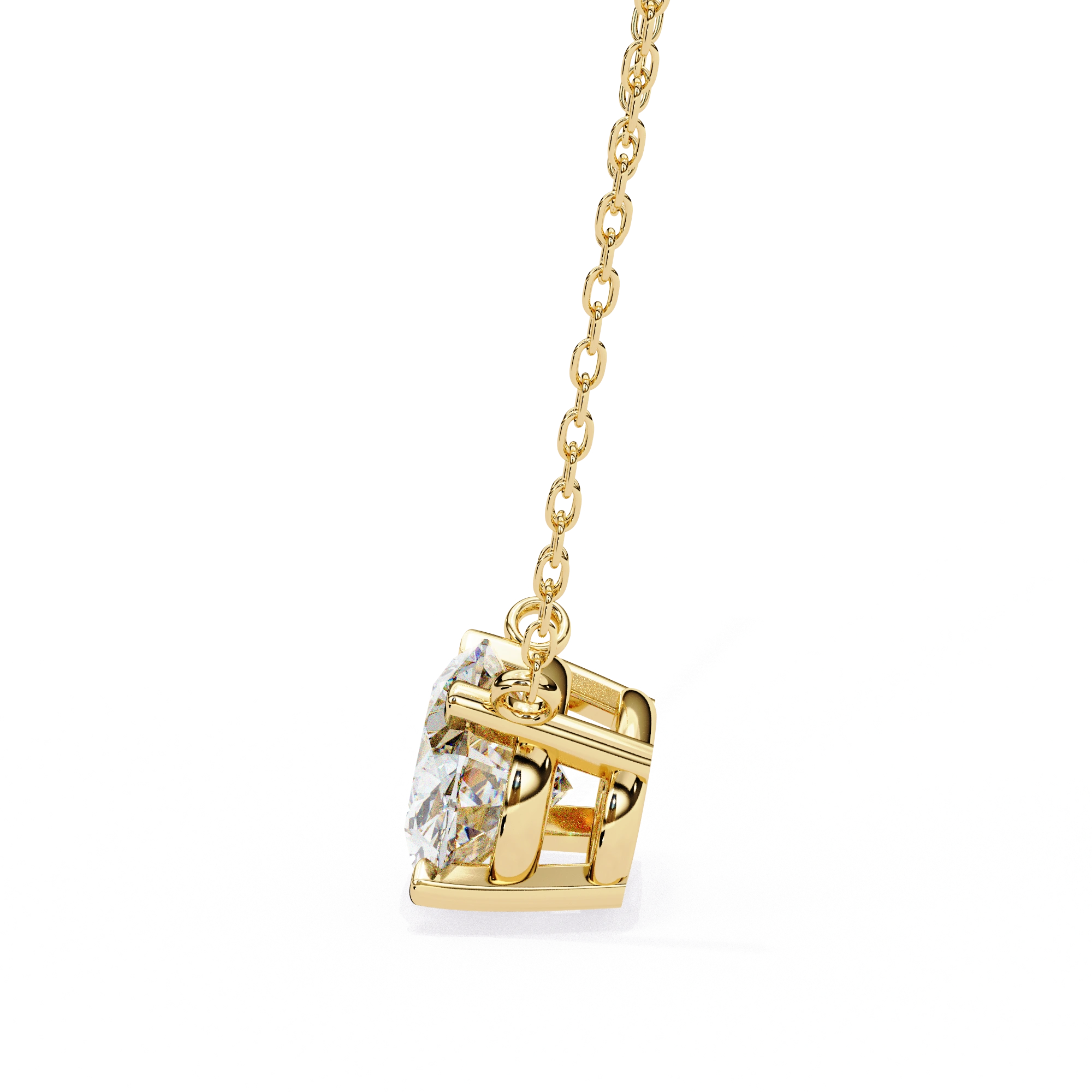 3 Ct Cushion Lab Diamond Solitaire Necklace Yellow Gold
