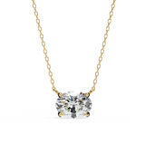 3 Ct Cushion Lab Diamond Solitaire Necklace Yellow Gold