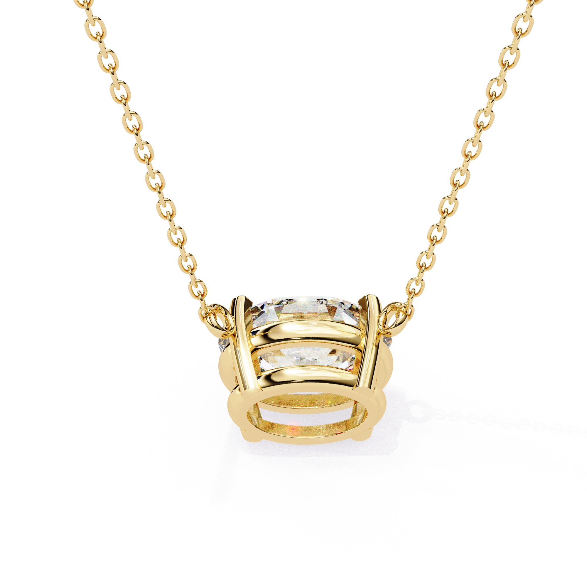 3 Ct Cushion Lab Diamond Solitaire Necklace Yellow Gold