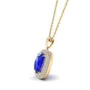 3.50 Carat Cushion Sapphire Gemstone 4 Prong Setting Double Halo Pendant