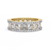 3.50 Carat Princess & Round Cut Diamond Wedding Band In White Gold 18K Yellow Gold Natural Diamond Eternity Wedding Rings