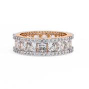 3.50 Carat Princess & Round Cut Diamond Wedding Band In White Gold 18K Rose Gold Natural Diamond Eternity Wedding Rings