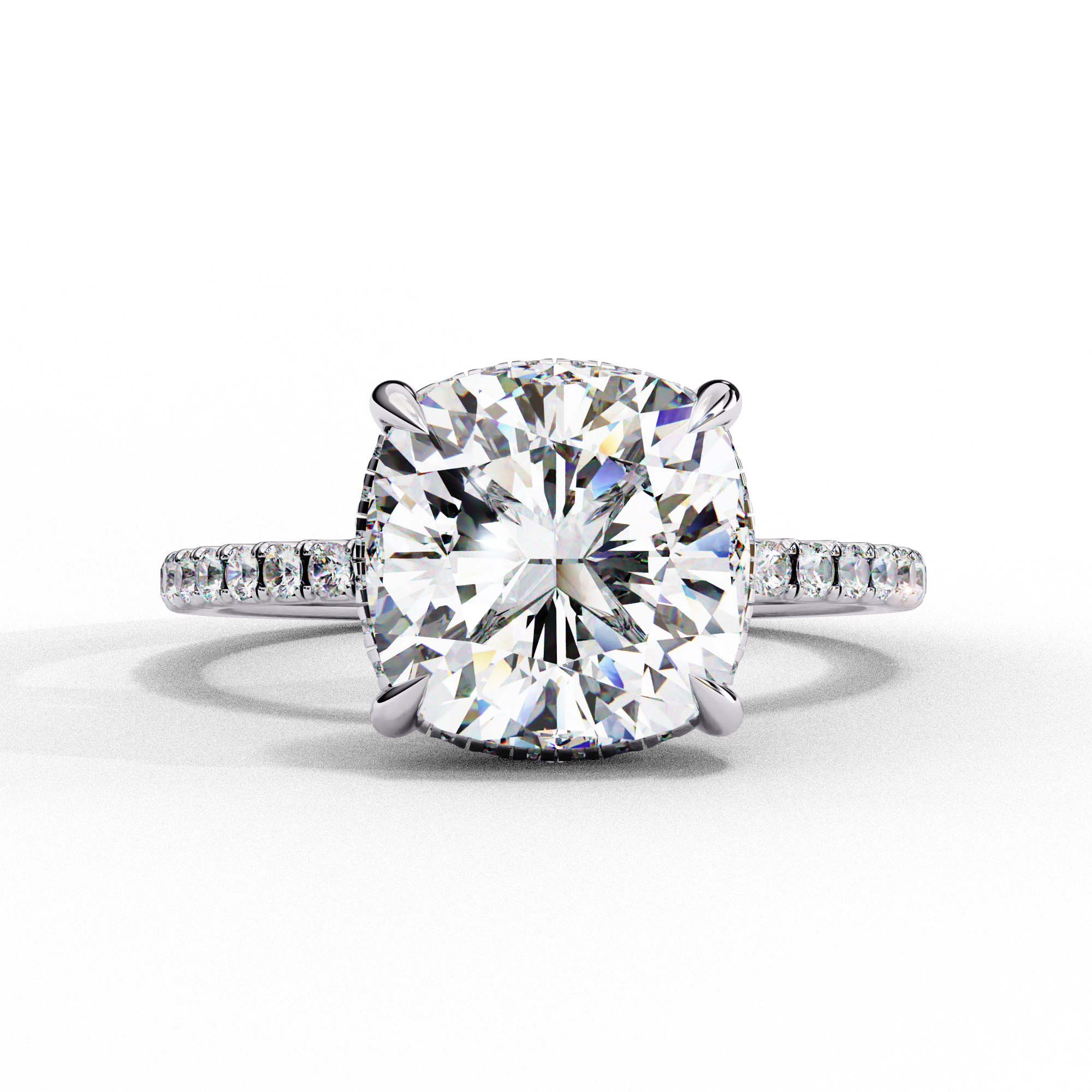 Cushion Cut Halo Lab Grown Diamond Ring 18K White Gold Lab Diamond Engagement Rings