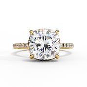 Cushion Cut Halo Lab Grown Diamond Ring 18K Yellow Gold Lab Diamond Engagement Rings