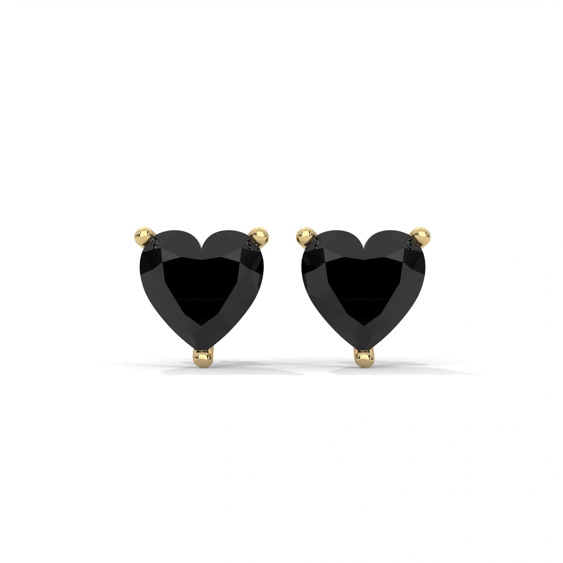 3.60 Carat Heart Shape Black Diamond Stud Earrings in White Gold 18K Yellow Gold
