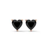 3.60 Carat Heart Shape Black Diamond Stud Earrings in White Gold