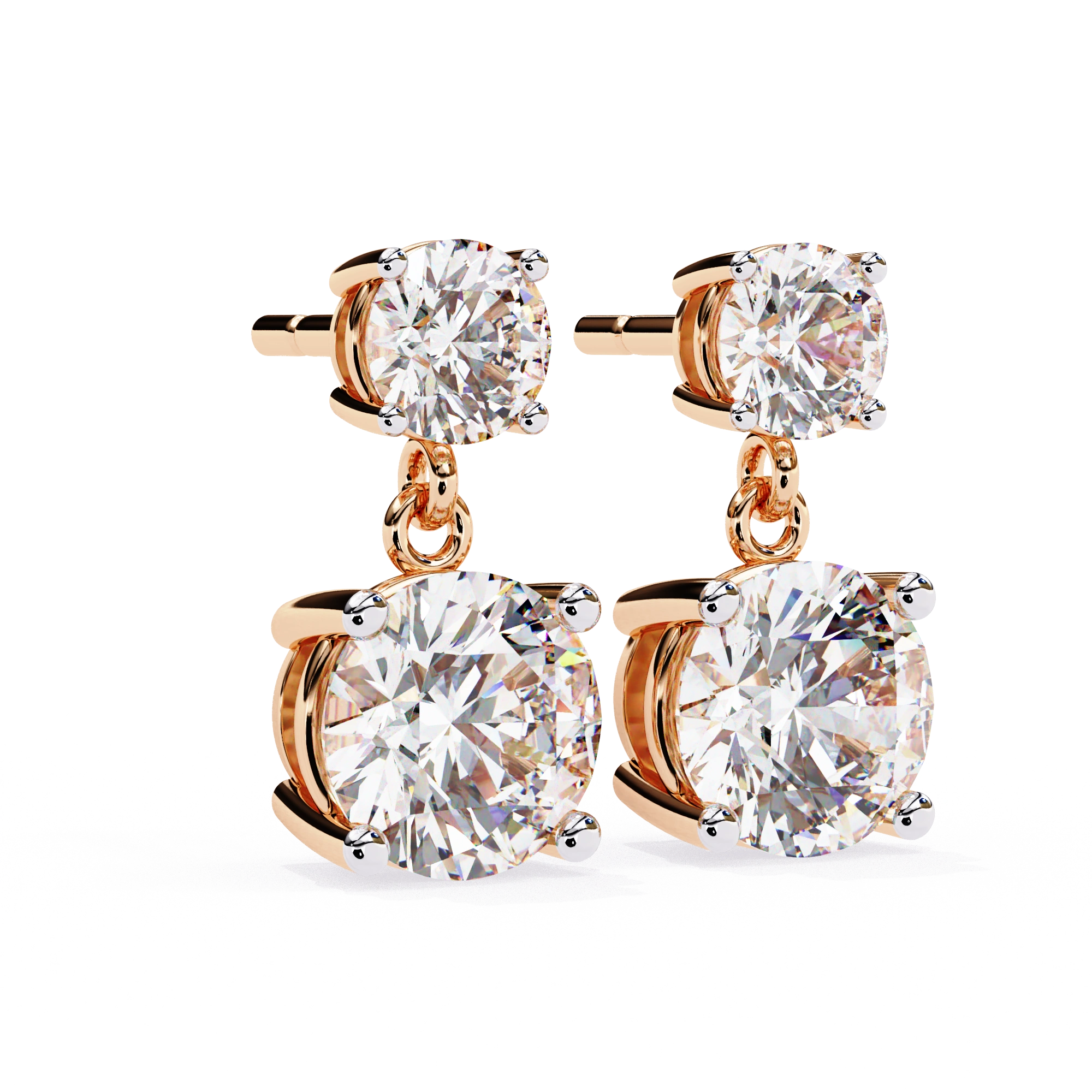 3.90 Ct Lab White Diamond Drop Earrings Rose Gold Lab Diamond