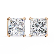 3 Carat Princess Cut Lab Diamond Earrings 18K Rose Gold