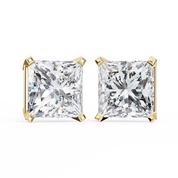 3 Carat Princess Cut Lab Diamond Earrings 18K Yellow Gold