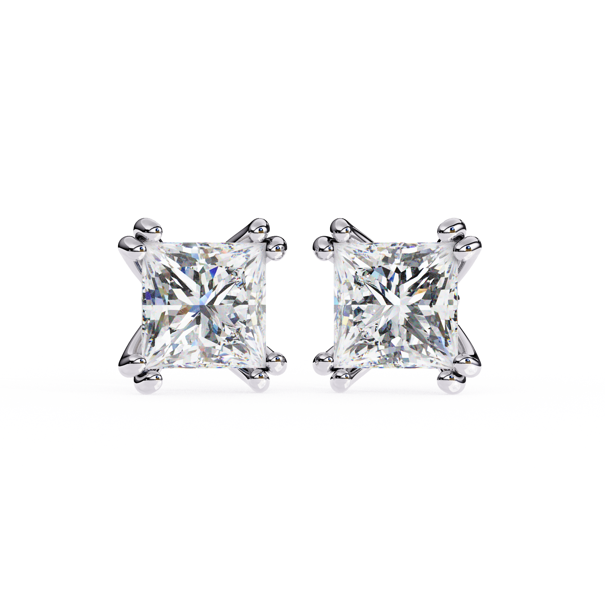 3 Carat Princess Shape Lab Diamond Stud Earrings