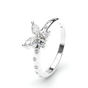 0.54 Ct Butterfly Marquise Diamond Promise Ring with Pavé Accent Band 950 Platinum