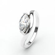 1 Ct Marquise Cut Diamond Solitaire Ring with Curved Band Design 950 Platinum