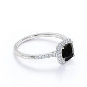 3.20 Carat Cushion Cut Black Diamond Halo Engagement Rings Black Diamond Engagement Ring