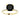 Front view displaying a Yellow gold ring with a cushion-cut black gemstone and a sleek band lined with small shimmering diamonds.