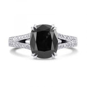 3.20 Ct Wt Elongated Cushion Cut Black Diamond Engagement Ring Black Diamond Engagement Ring