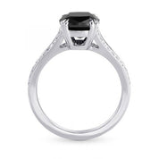 3.20 Ct Wt Elongated Cushion Cut Black Diamond Engagement Ring Black Diamond Engagement Ring
