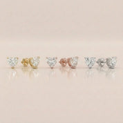 Luxury Heart Diamond Stud Earrings by Size & Setting Martini Setting