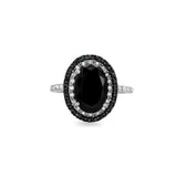 3.55 Ct Oval & Round Cut Black and White Diamond Engagement Ring