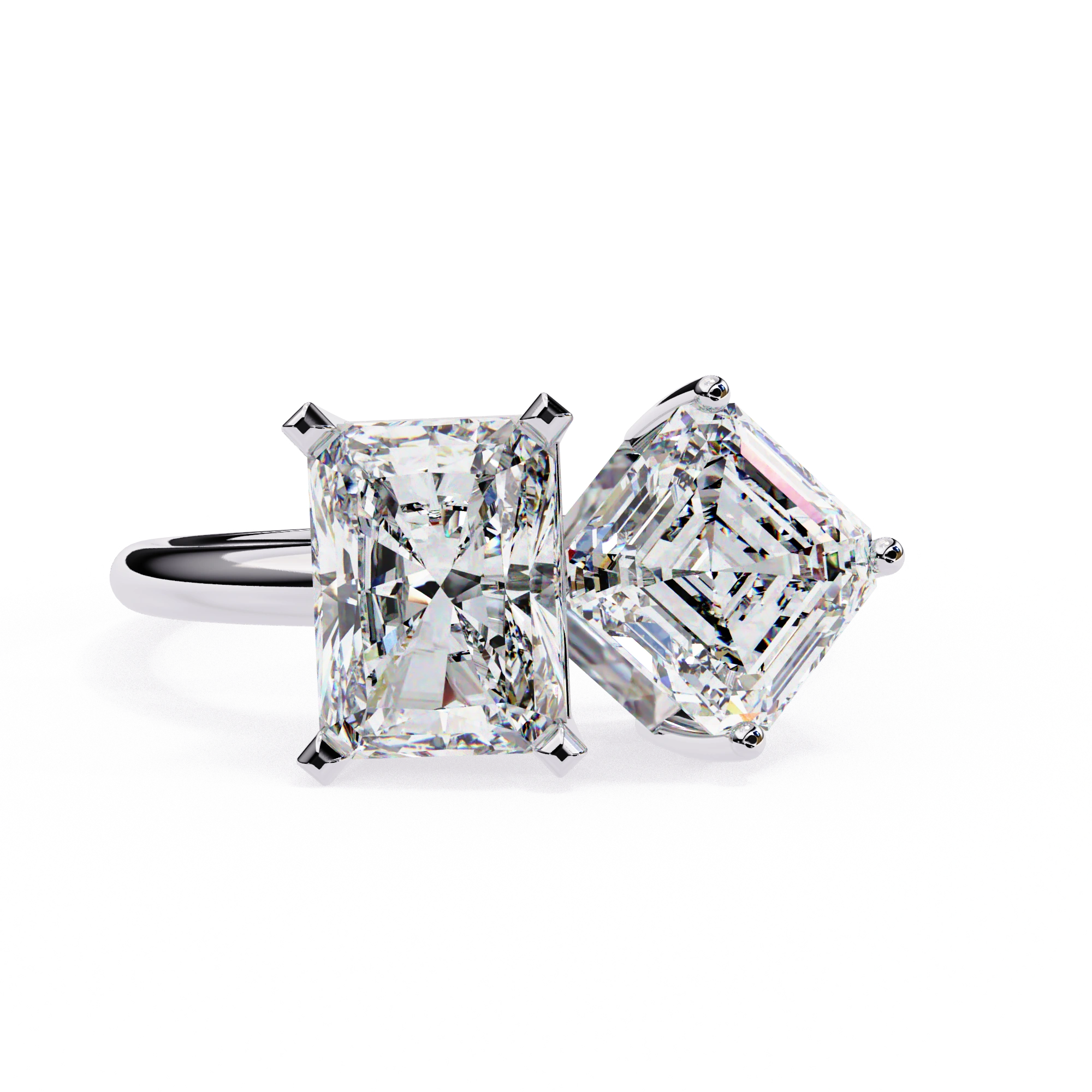 4.25 Ct Lab Created Diamond Rings Toi Et Moi Double Stone Ring Lab Diamond