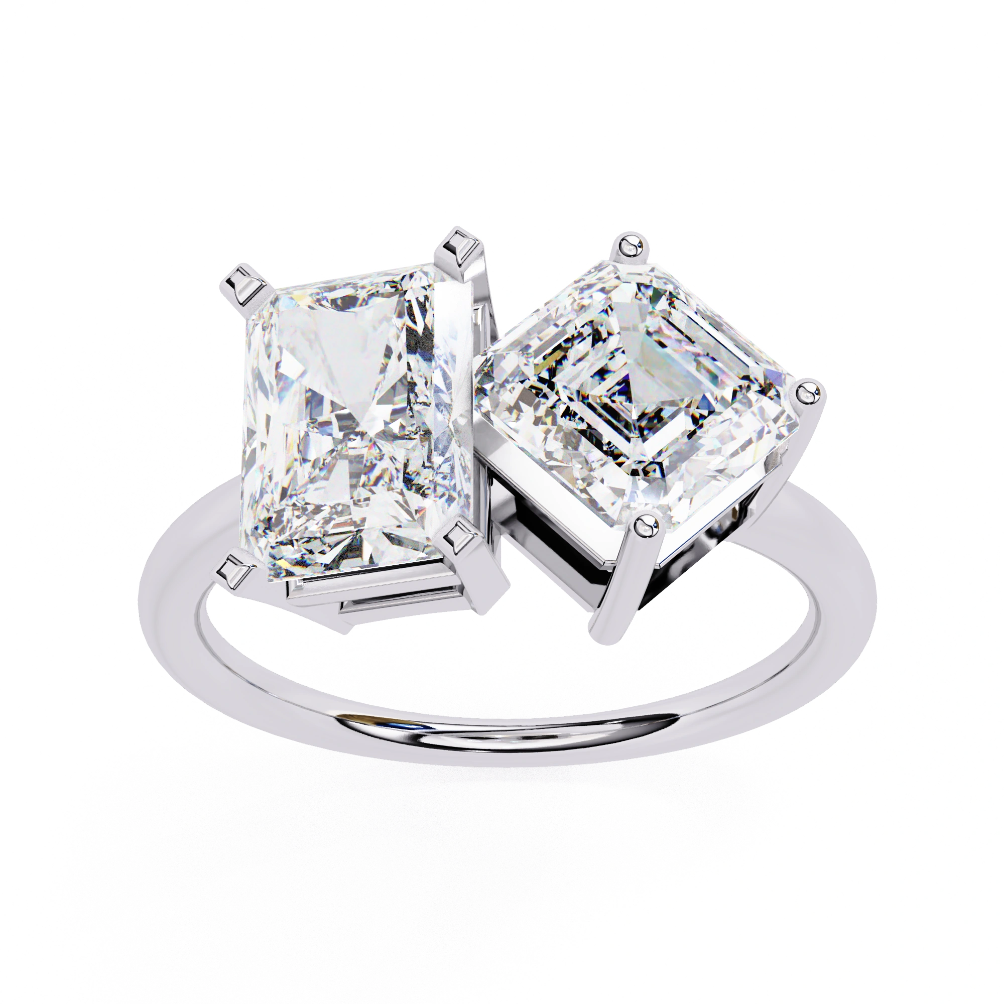 4.25 Ct Lab Created Diamond Rings Toi Et Moi Double Stone Ring