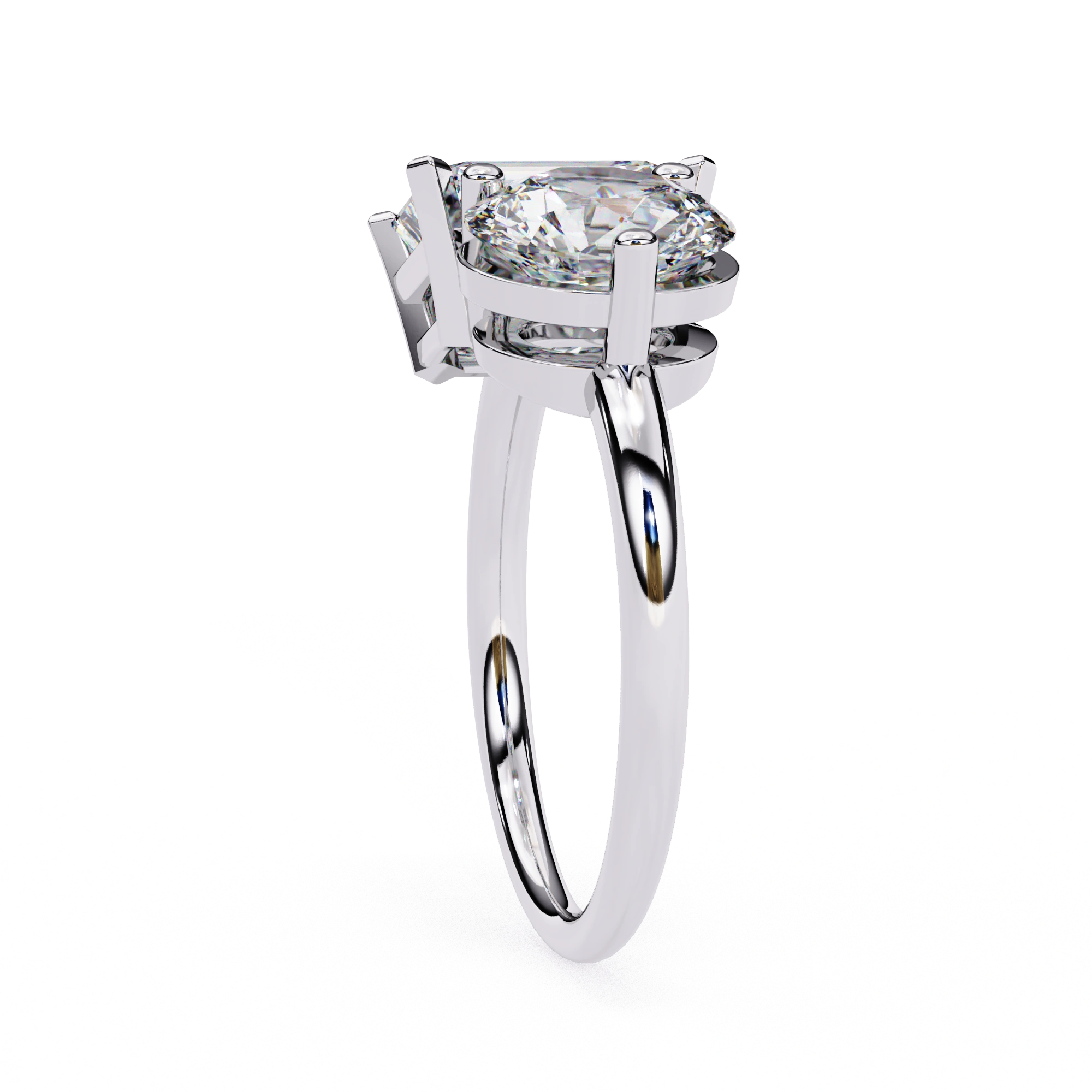 4.25 Ct Lab Created Diamond Rings Toi Et Moi Emerald And Round White