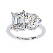 4.25 Ct Lab Created Diamond Rings Toi Et Moi Emerald And Round White