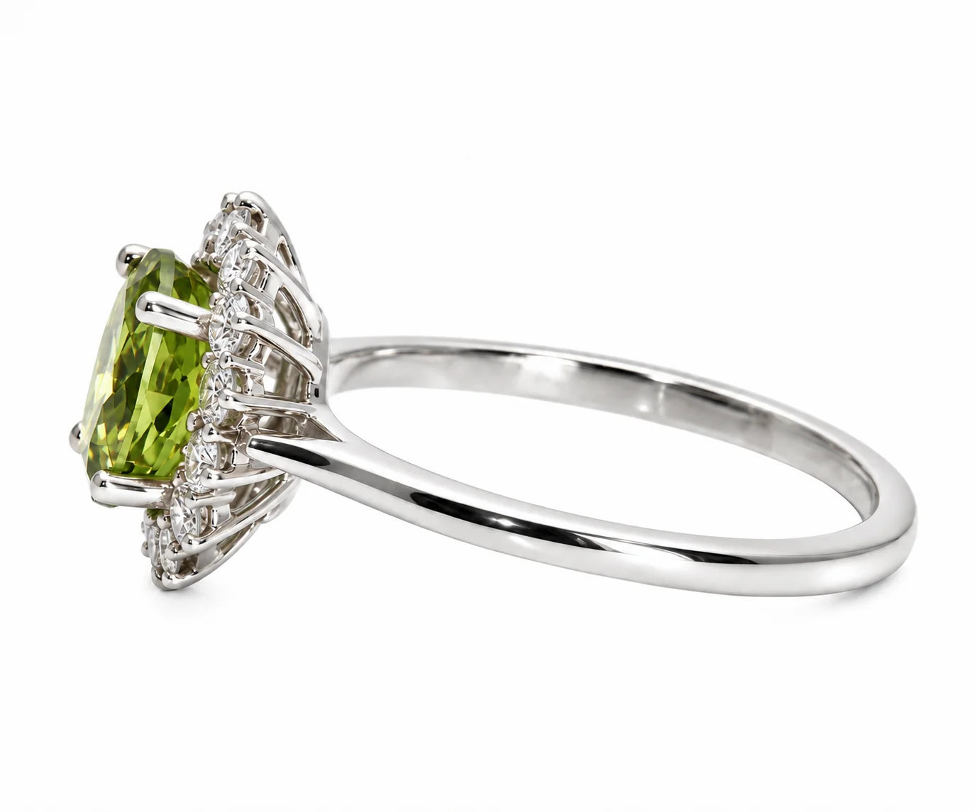 4.70 Carat Green Oval Diamond Halo Ring