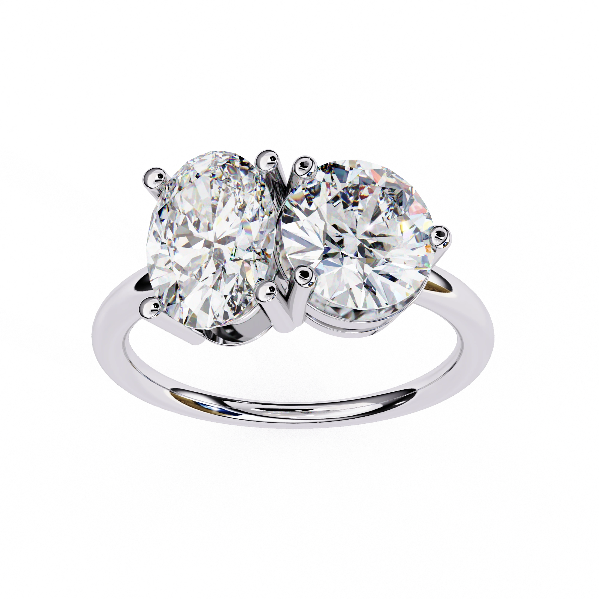 4.80 Ct Lab Created Diamonds Rings Toi Et Moi Double Stone Rings