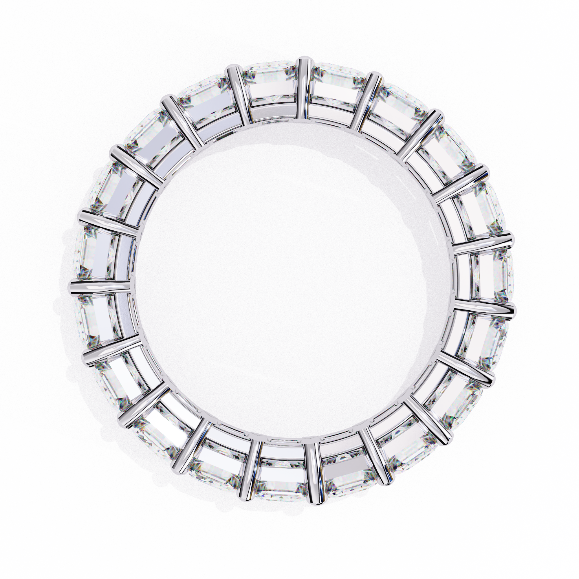4.90 Carat Emerald Cut Lab Diamond Eternity Wedding Band In White Gold