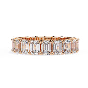 4.90 Carat Emerald Cut Lab Diamond Eternity Wedding Band In White Gold 18K Rose Gold