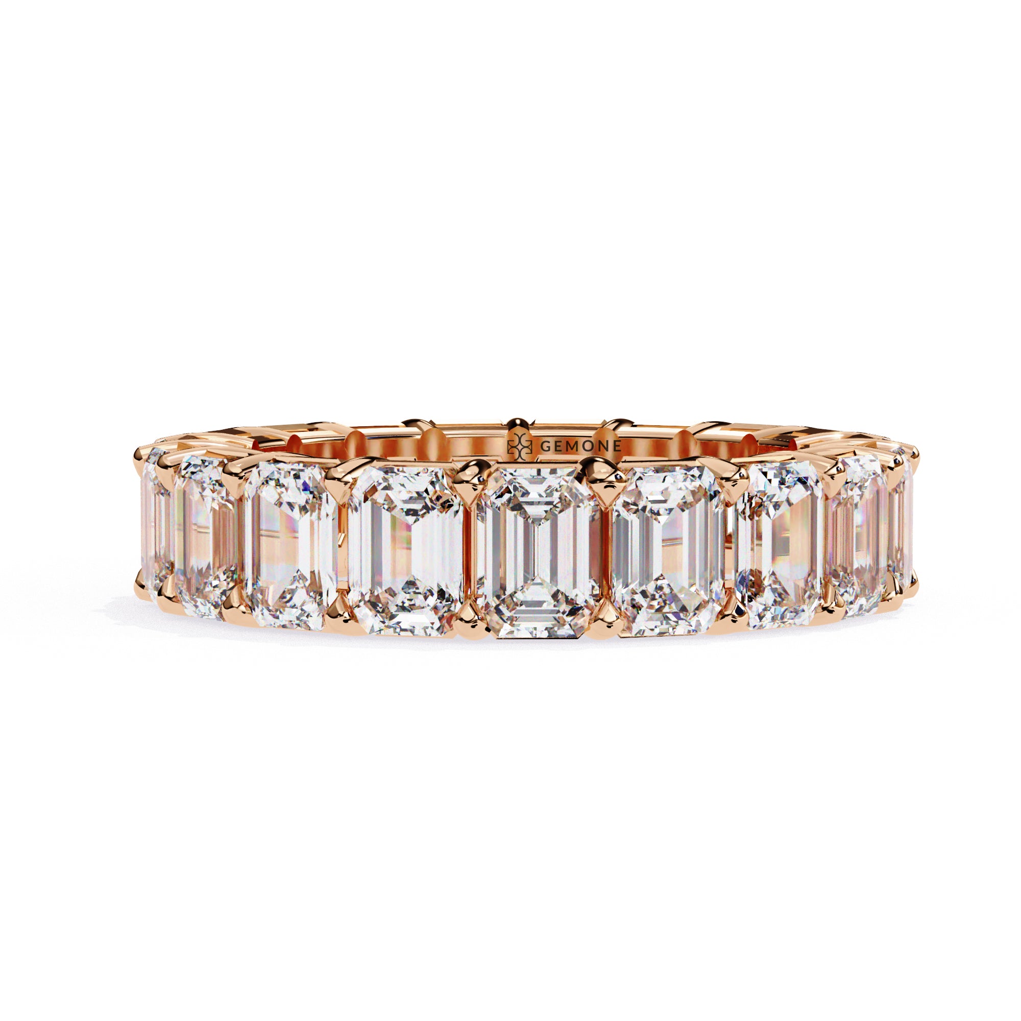 4.90 Carat Emerald Cut Lab Diamond Eternity Wedding Band In White Gold 18K Rose Gold