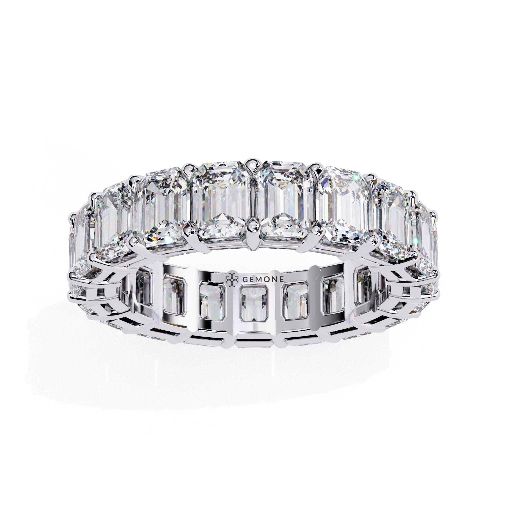 4.90 Carat Emerald Cut Lab Diamond Eternity Wedding Band In White Gold