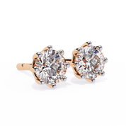1.30 Ct Prong Set Diamond Stud Earrings for Women 18K Rose Gold Natural Diamond