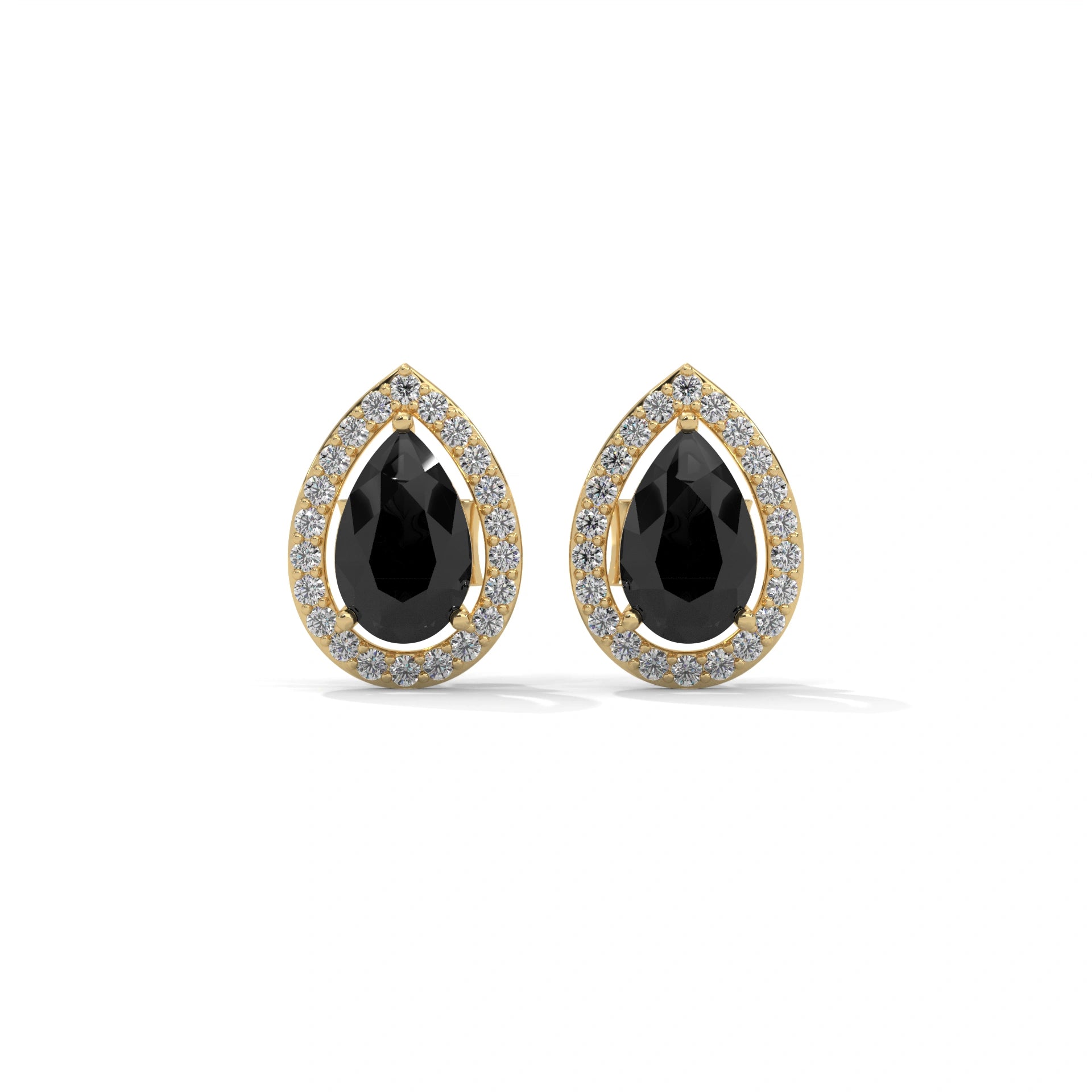 Shop 4 Carat Pear Cut Diamond Black And White Diamond Halo Stud Earrings Screw Back