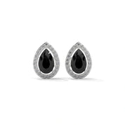 Shop 4 Carat Pear Cut Diamond Black And White Diamond Halo Stud Earrings Screw Back 950 Platinum