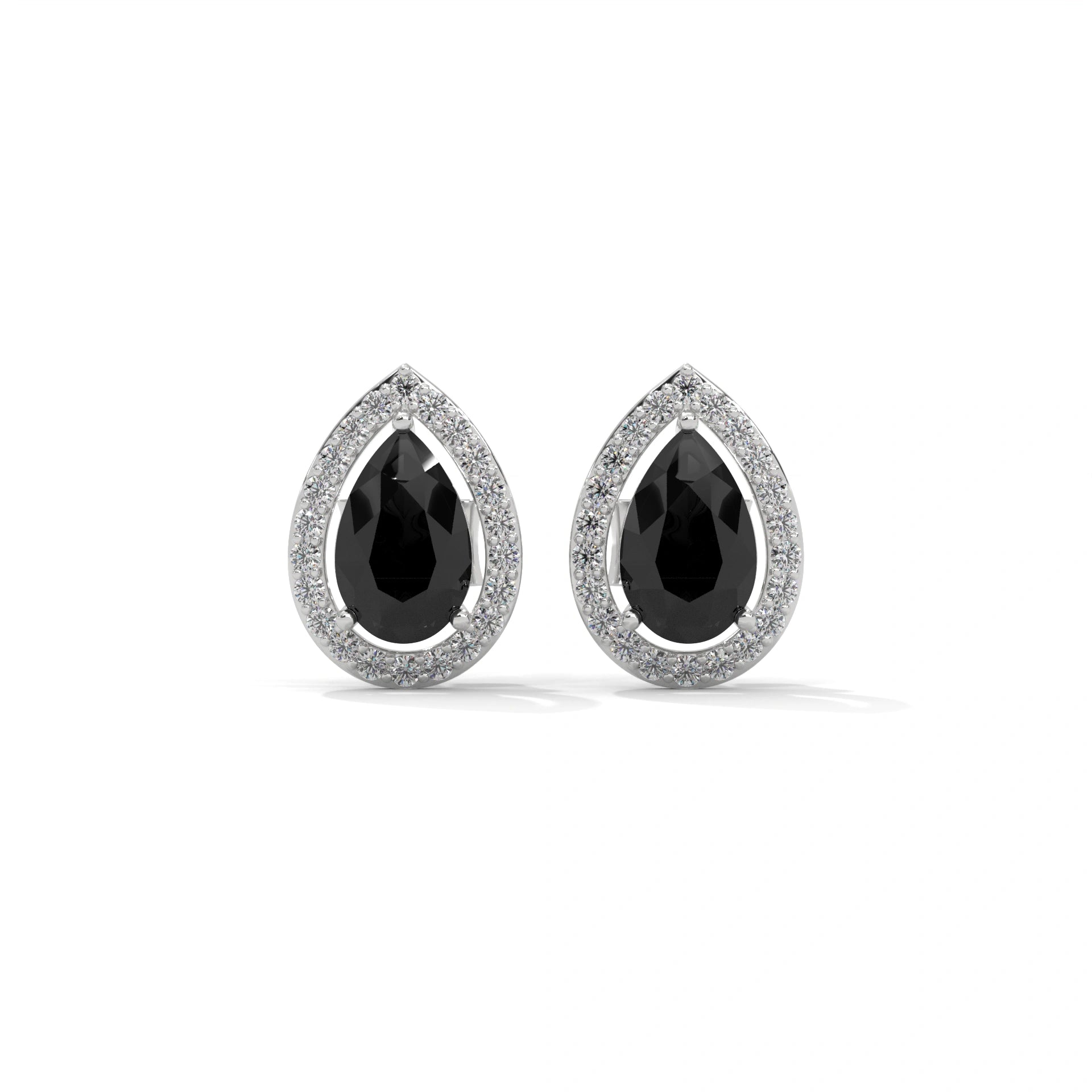 Shop 4 Carat Pear Cut Diamond Black And White Diamond Halo Stud Earrings Screw Back 950 Platinum