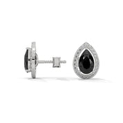 Shop 4 Carat Pear Cut Diamond Black And White Diamond Halo Stud Earrings Screw Back