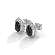 Shop 4 Carat Pear Cut Diamond Black And White Diamond Halo Stud Earrings Screw Back