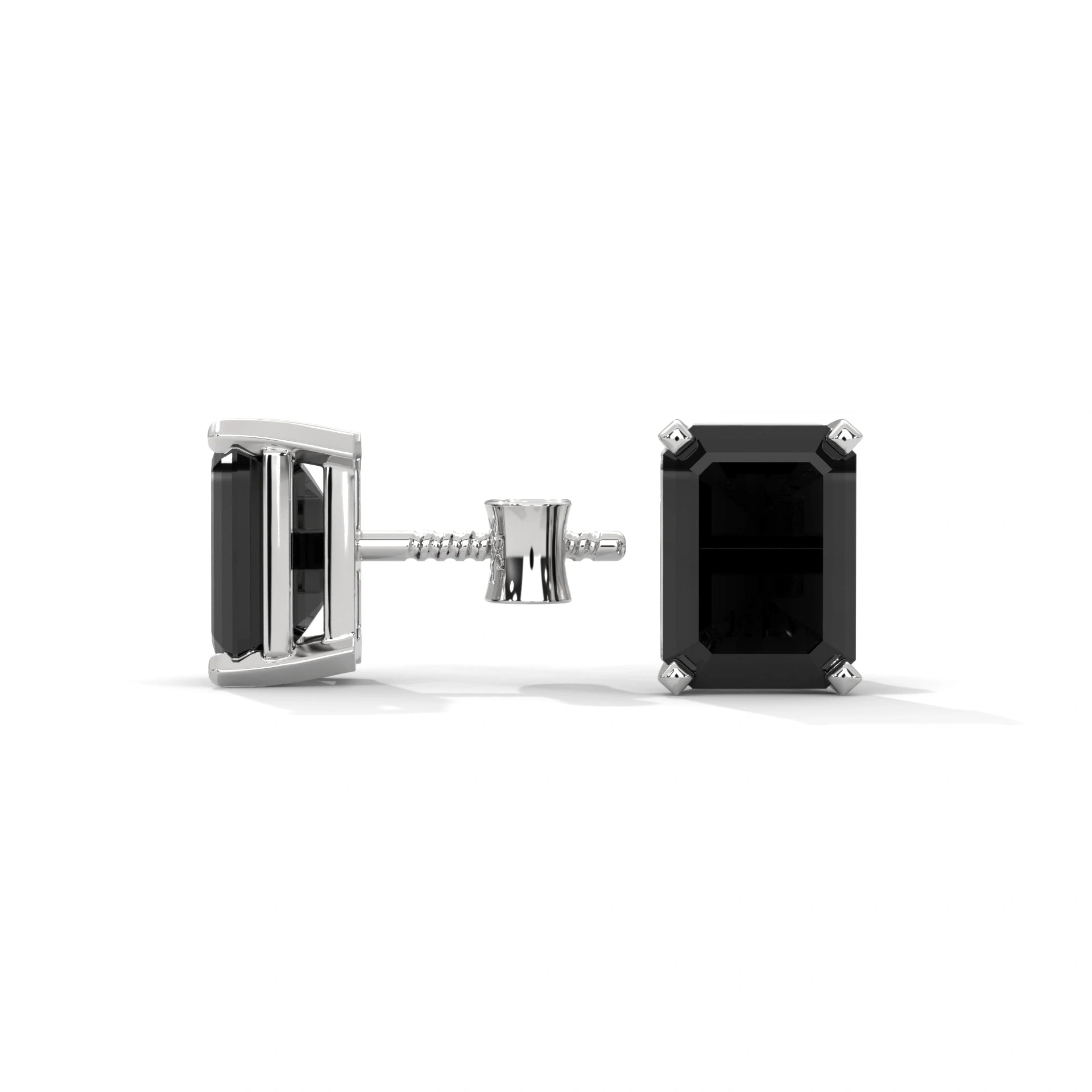 4.20 Ct Emerald Cut Solitaire Black Diamond Earrings