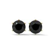 Shop 3.86 Carat Round Cut Prong Set Black Diamond Stud Earrings 18K Yellow Gold