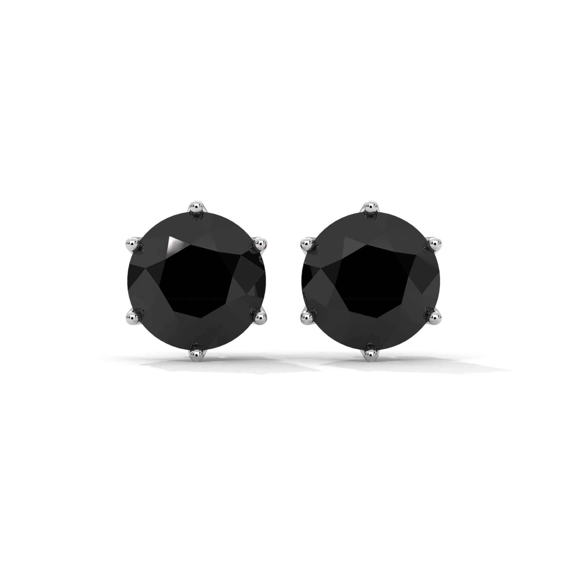 Shop 3.86 Carat Round Cut Prong Set Black Diamond Stud Earrings