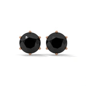 Shop 3.86 Carat Round Cut Prong Set Black Diamond Stud Earrings 18K Rose Gold
