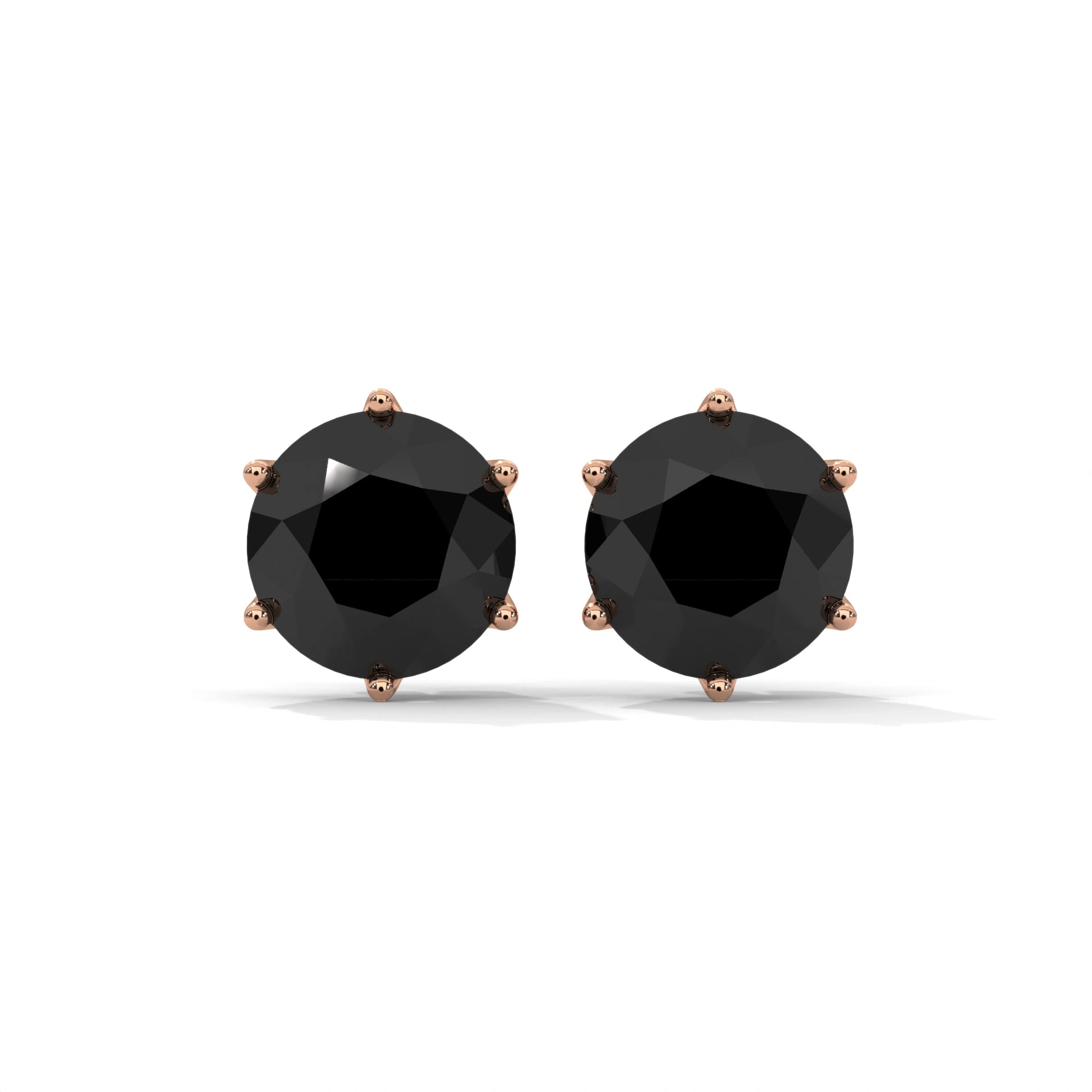 Shop 3.86 Carat Round Cut Prong Set Black Diamond Stud Earrings 18K Rose Gold