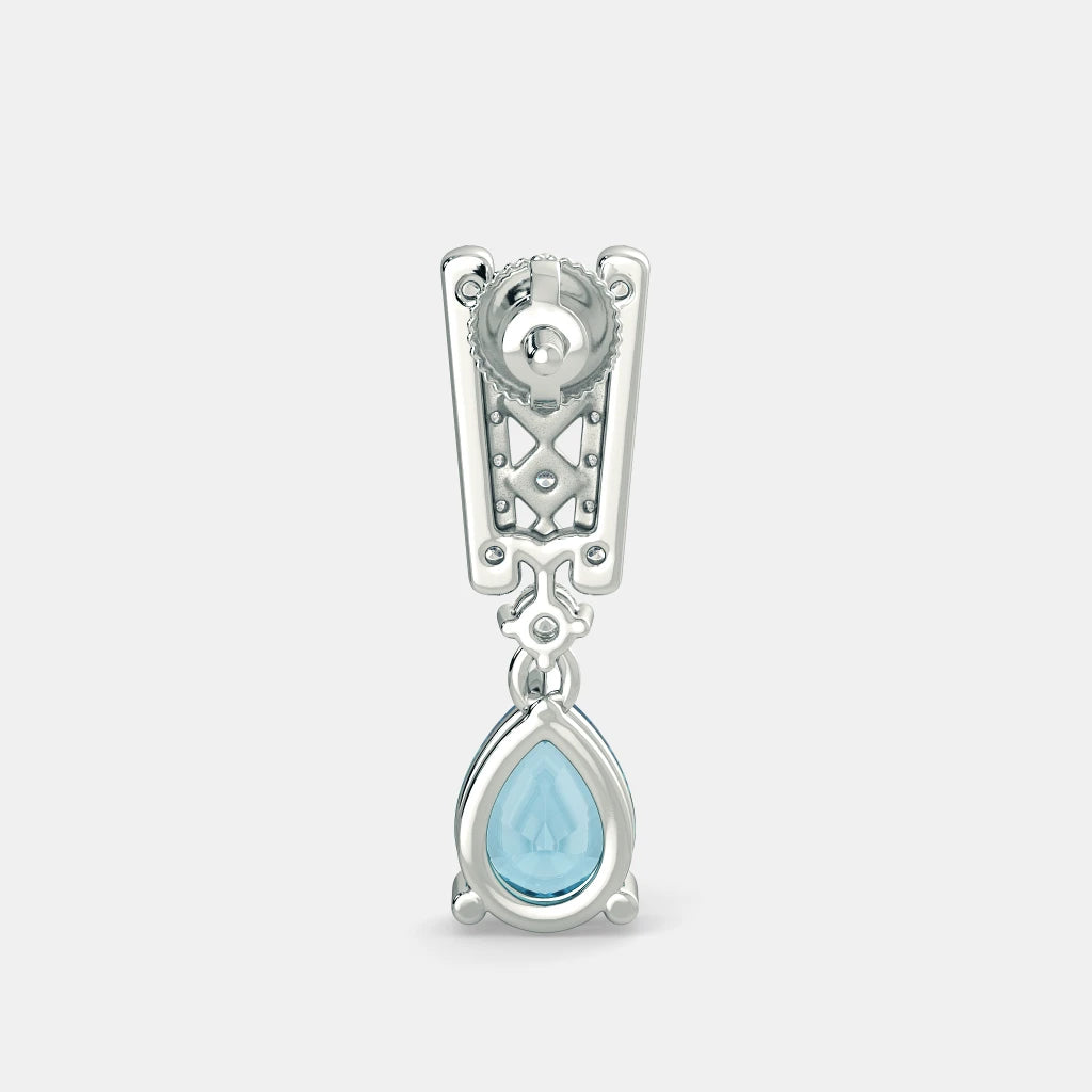 5 Ct Pear Cut Prong Set Blue Lab Diamond Dangle Earrings
