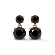 Luxury 5.08 Carat Round Cut Diamond Black Diamond Drop Earrings 18K Rose Gold