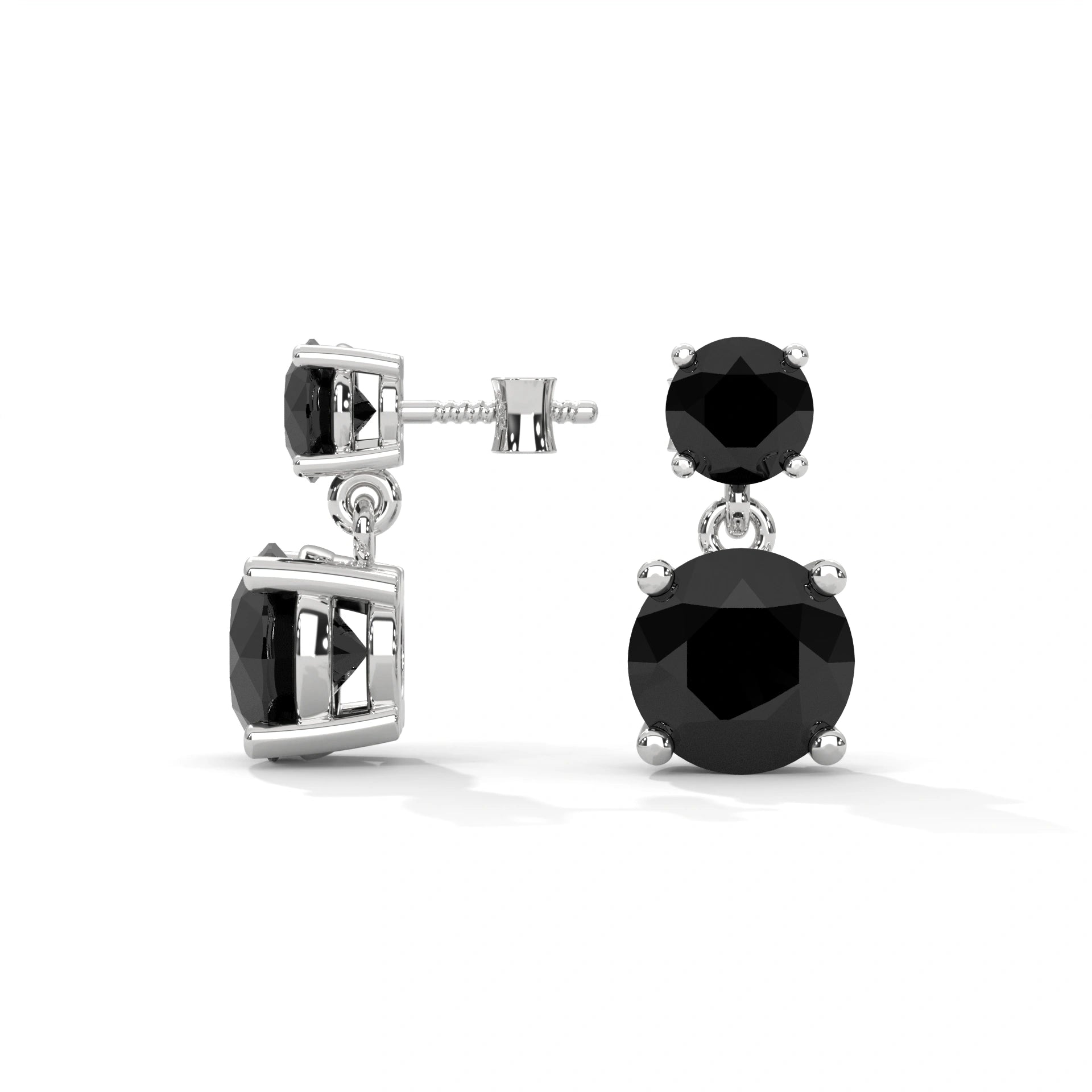 Luxury 5.08 Carat Round Cut Diamond Black Diamond Drop Earrings